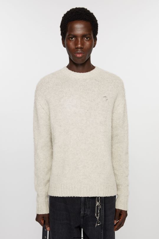 Acne Studios vaatteet vaaleanharmaa melansi 0VF2B1094 villapaita pyöreäkauluksella