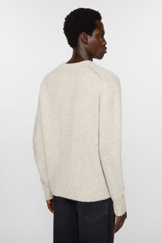 Acne Studios vaatteet vaaleanharmaa melansi 0VF2B1094 villapaita pyöreäkauluksella
