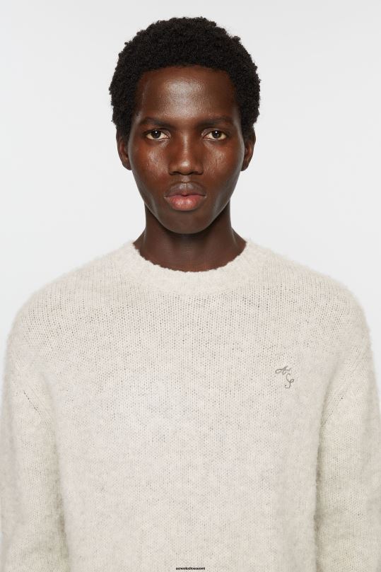 Acne Studios vaatteet vaaleanharmaa melansi 0VF2B1094 villapaita pyöreäkauluksella