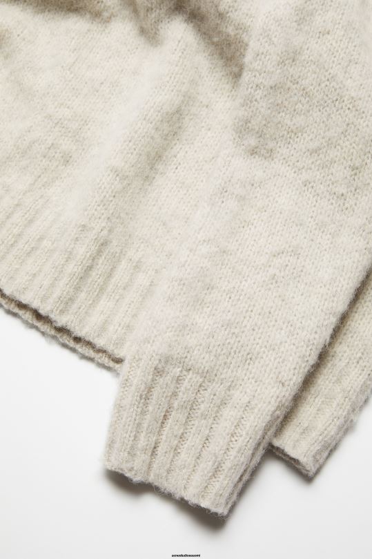 Acne Studios vaatteet vaaleanharmaa melansi 0VF2B1094 villapaita pyöreäkauluksella