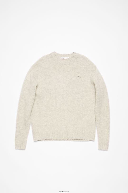 Acne Studios vaatteet vaaleanharmaa melansi 0VF2B1094 villapaita pyöreäkauluksella