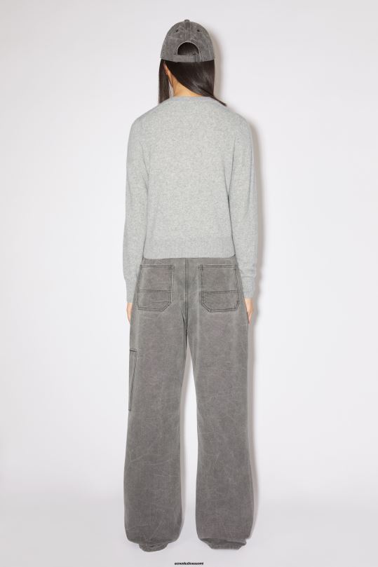 Acne Studios vaatteet vaaleanharmaa melansi 0VF2B80 pyöreäkauluksinen neuletakki