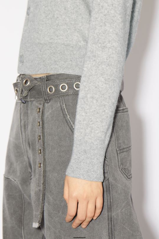 Acne Studios vaatteet vaaleanharmaa melansi 0VF2B80 pyöreäkauluksinen neuletakki