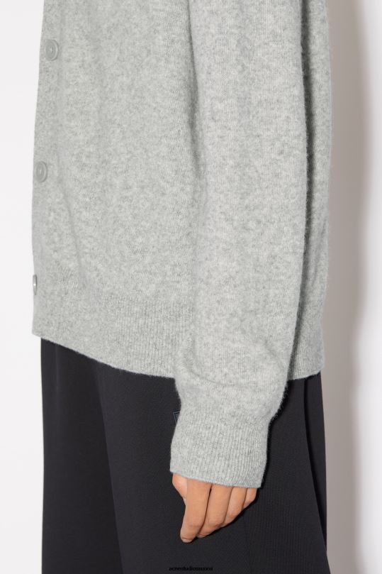 Acne Studios vaatteet vaaleanharmaa melansi 0VF2B81 V-kaula-aukkoinen unisex-neuletakki