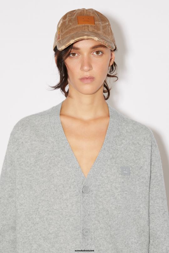 Acne Studios vaatteet vaaleanharmaa melansi 0VF2B81 V-kaula-aukkoinen unisex-neuletakki