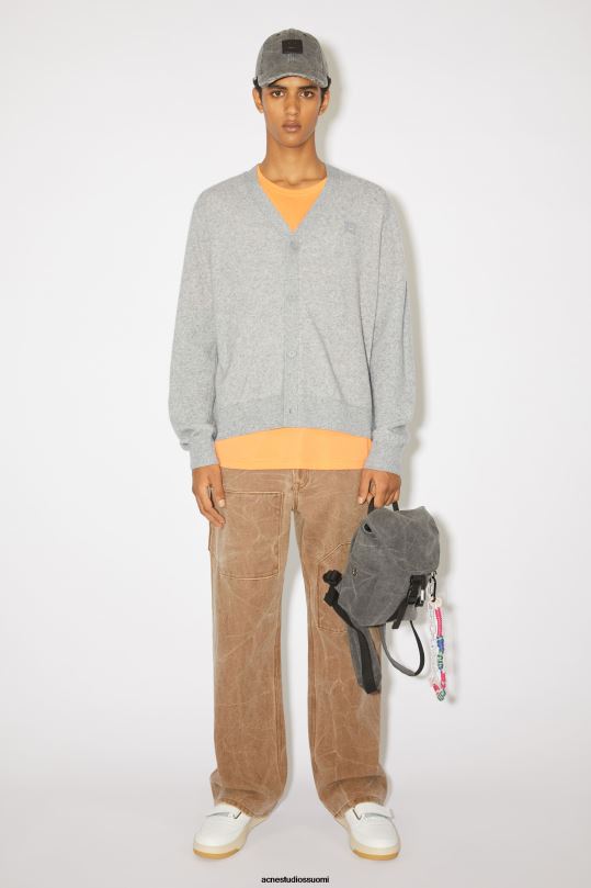 Acne Studios vaatteet vaaleanharmaa melansi 0VF2B939 V-kaula-aukkoinen unisex-neuletakki