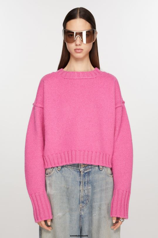 Acne Studios vaatteet vaaleanpunainen 0VF2B71 villapaita pyöreäkauluksella