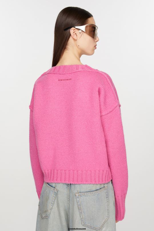Acne Studios vaatteet vaaleanpunainen 0VF2B71 villapaita pyöreäkauluksella
