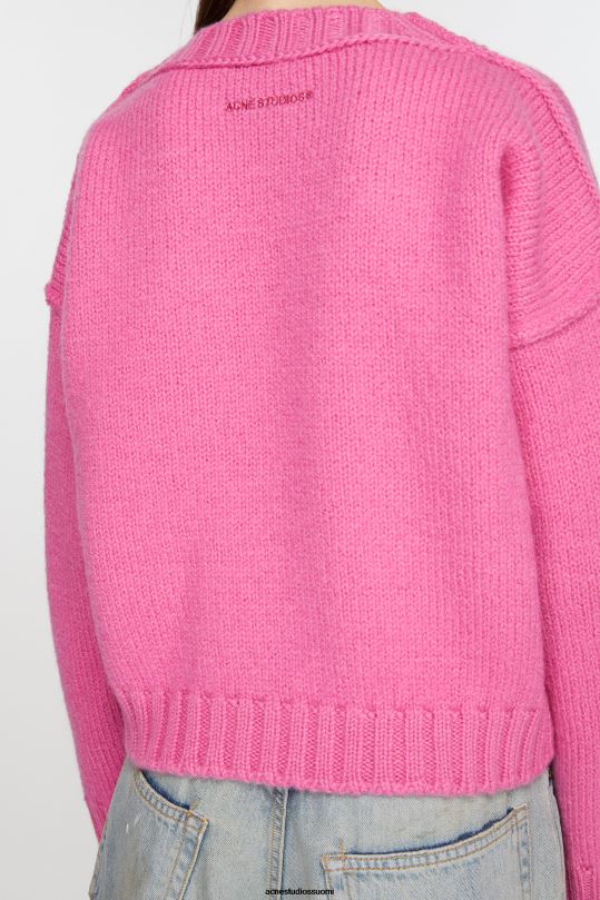 Acne Studios vaatteet vaaleanpunainen 0VF2B71 villapaita pyöreäkauluksella