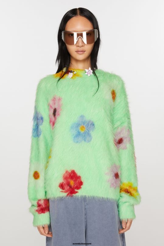 Acne Studios vaatteet vaaleanvihreä 0VF2B66 painettu pörröinen pusero