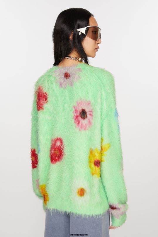 Acne Studios vaatteet vaaleanvihreä 0VF2B66 painettu pörröinen pusero