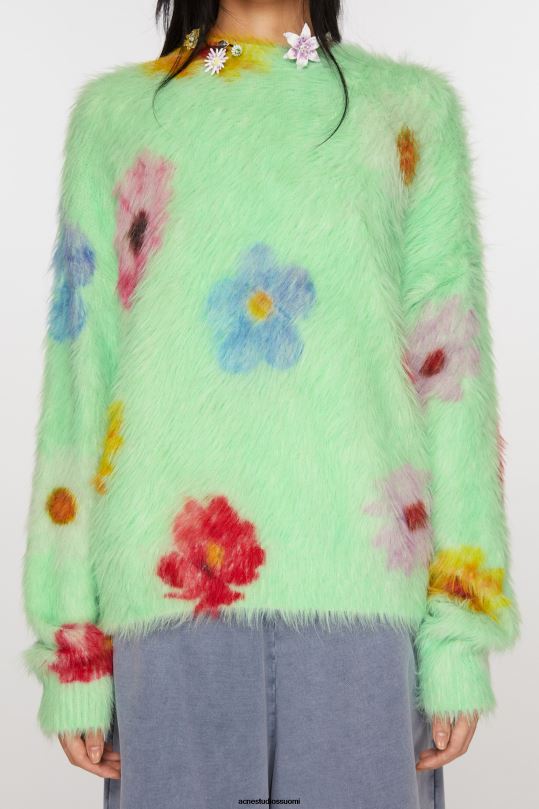 Acne Studios vaatteet vaaleanvihreä 0VF2B66 painettu pörröinen pusero