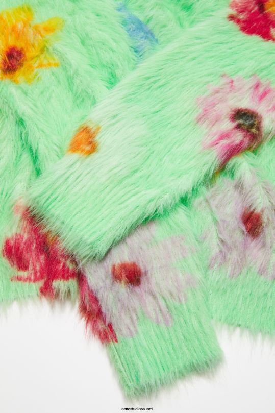 Acne Studios vaatteet vaaleanvihreä 0VF2B66 painettu pörröinen pusero