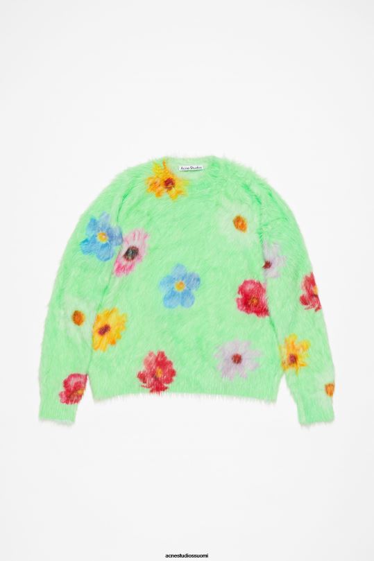 Acne Studios vaatteet vaaleanvihreä 0VF2B66 painettu pörröinen pusero