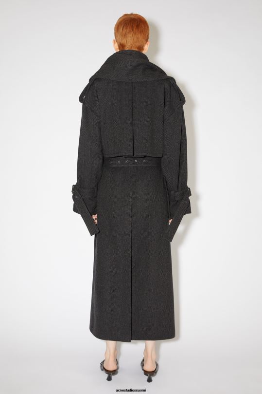 Acne Studios vaatteet harmaa/musta 0VF2B29 huivikaulus trenssitakki kiitotien esitys