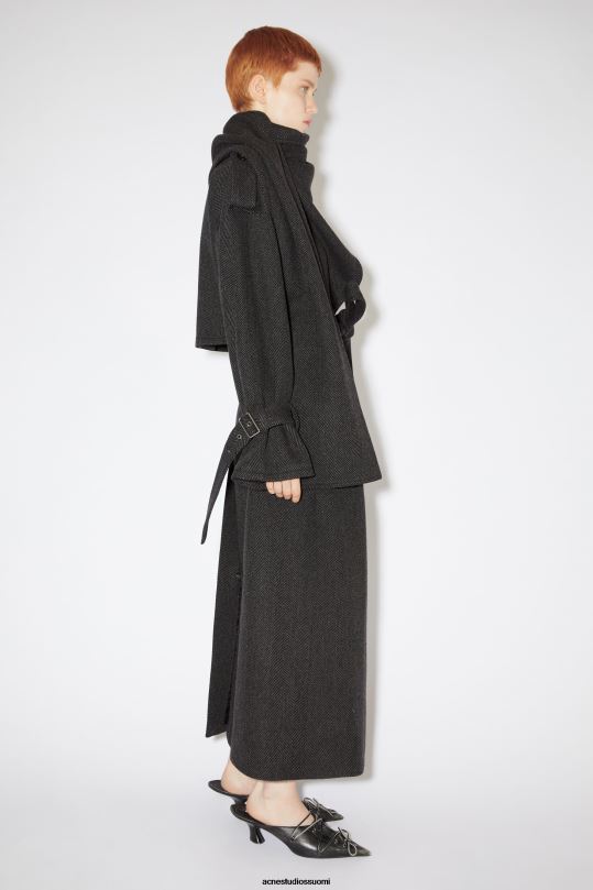 Acne Studios vaatteet harmaa/musta 0VF2B29 huivikaulus trenssitakki kiitotien esitys