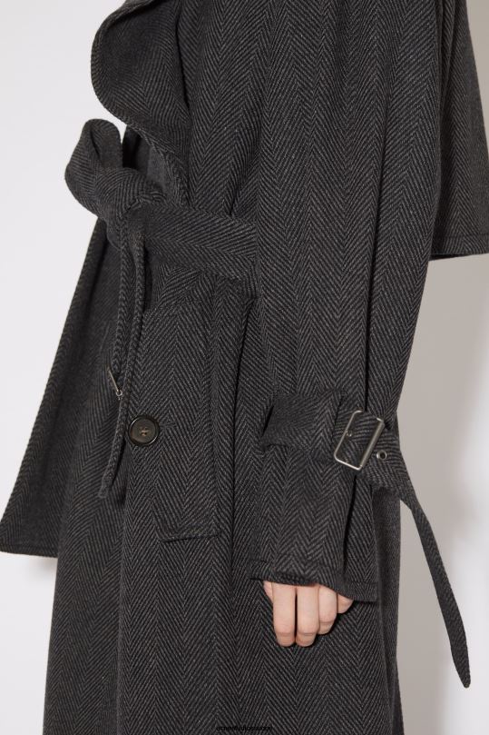 Acne Studios vaatteet harmaa/musta 0VF2B29 huivikaulus trenssitakki kiitotien esitys
