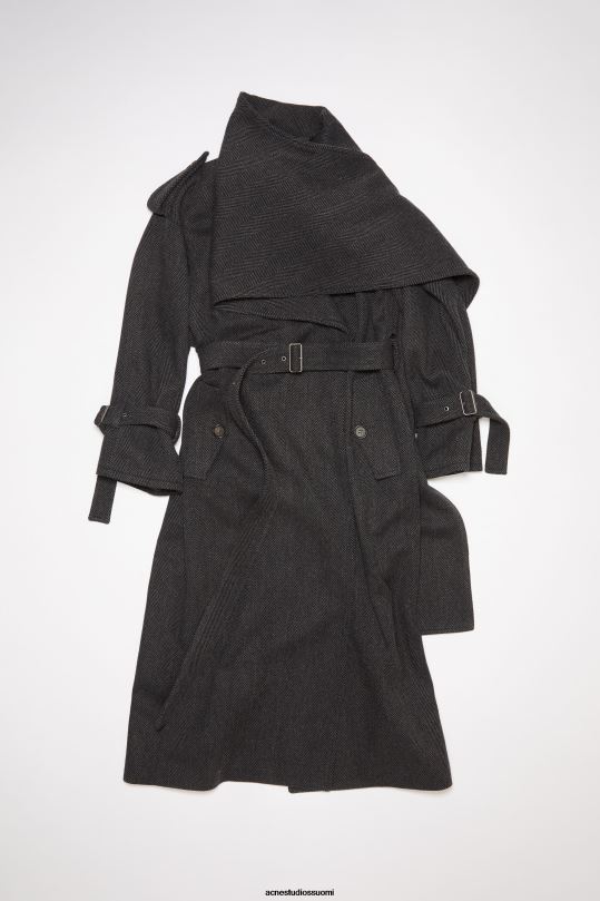 Acne Studios vaatteet harmaa/musta 0VF2B29 huivikaulus trenssitakki kiitotien esitys