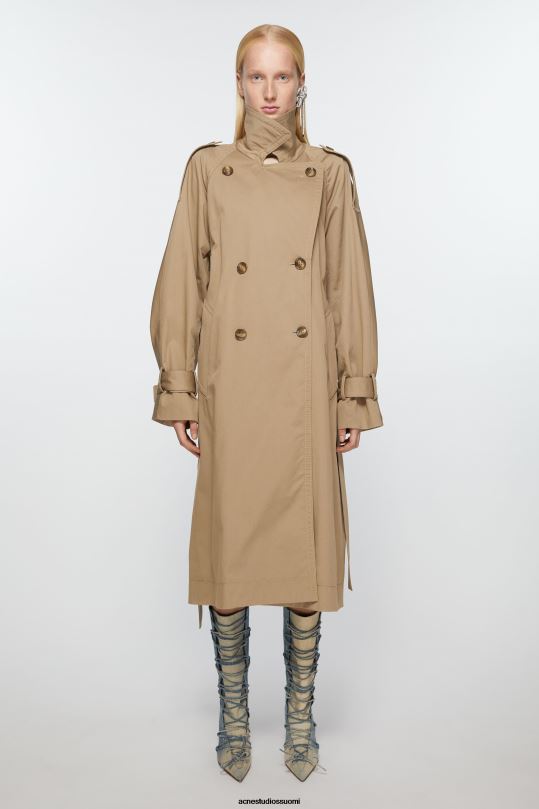 Acne Studios vaatteet kylmä beige 0VF2B5 kaksirivinen trenssitakki