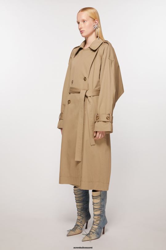 Acne Studios vaatteet kylmä beige 0VF2B5 kaksirivinen trenssitakki