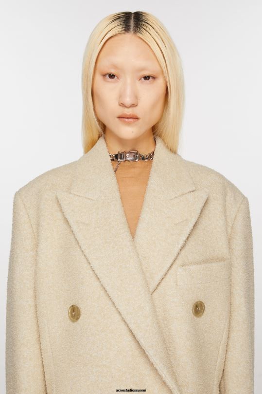 Acne Studios vaatteet lämmin valkoinen 0VF2B7 kaksirivinen villatakki