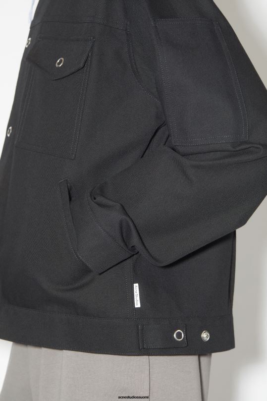 Acne Studios vaatteet musta 0VF2B915 puuvillasekoitettu päällyspaita