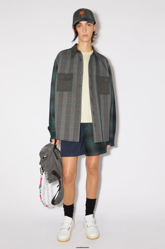 Acne Studios vaatteet sinivihreä 0VF2B26 tilkkutyöpaita unisex