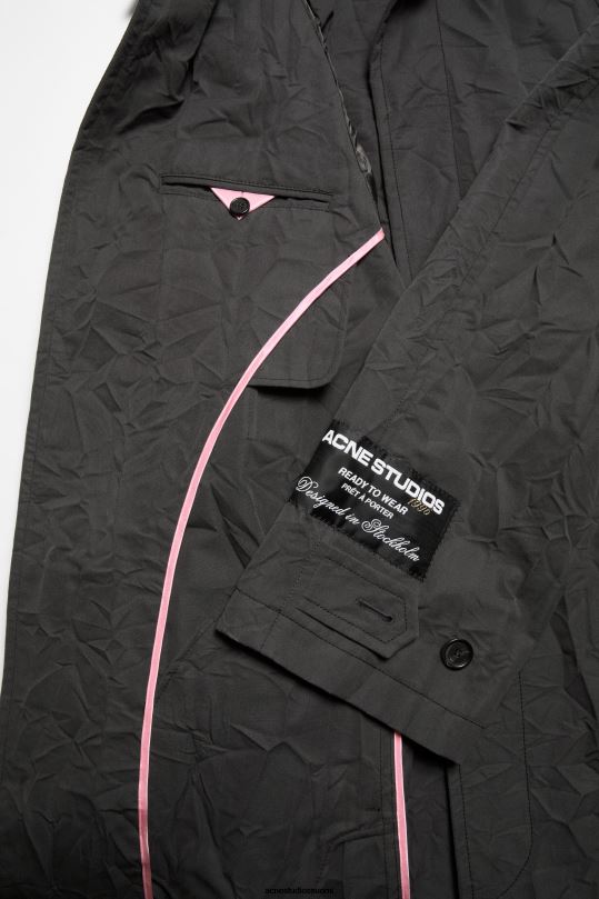 Acne Studios vaatteet tummanharmaa 0VF2B891 ryppyinen trenssitakki