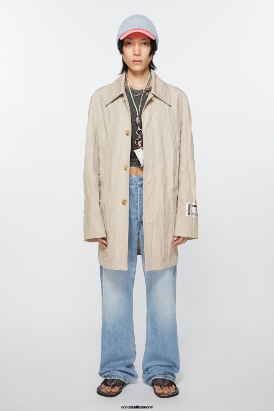 Acne Studios vaatteet vaaleanbeige 0VF2B883 ryppyinen trenssitakki