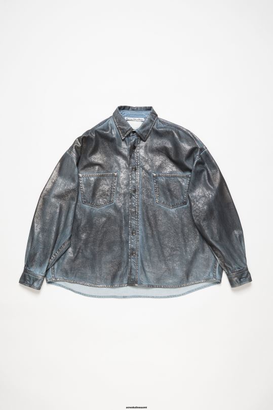 Acne Studios vaatteet hopea/sininen 0VF2B998 denim paita - rento istuvuus