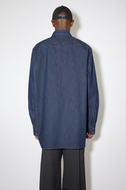 Acne Studios vaatteet indigonsininen 0VF2B1006 denim napillinen paita