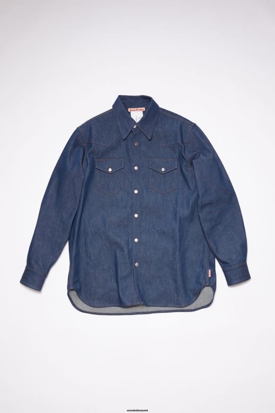 Acne Studios vaatteet indigonsininen 0VF2B1006 denim napillinen paita
