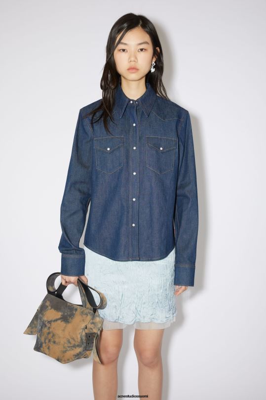 Acne Studios vaatteet indigonsininen 0VF2B408 denim napillinen paita
