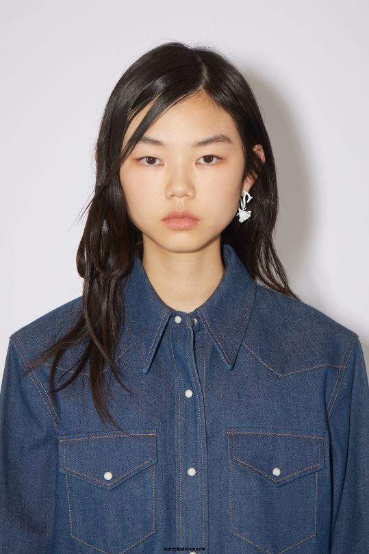 Acne Studios vaatteet indigonsininen 0VF2B408 denim napillinen paita