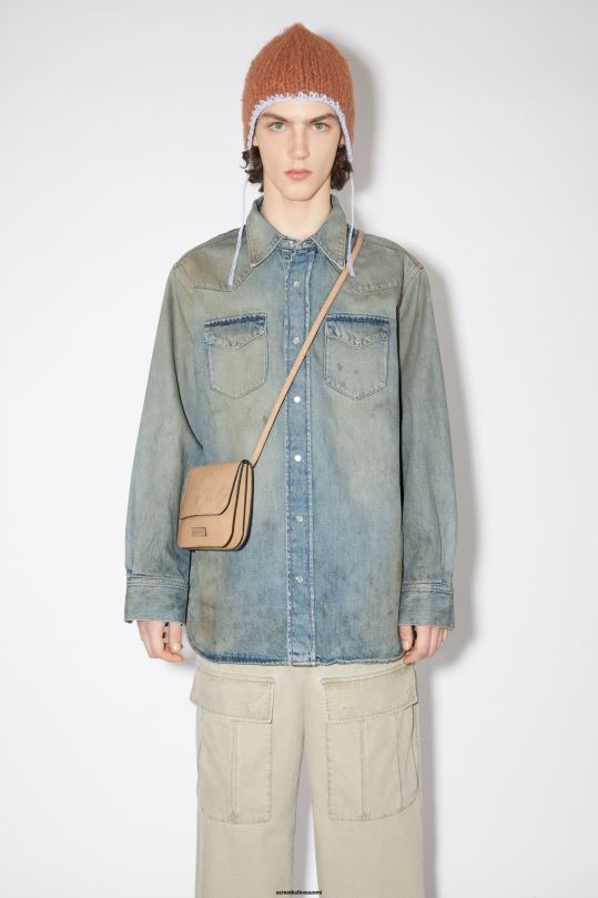 Acne Studios vaatteet keski sininen 0VF2B1009 denim napillinen paita