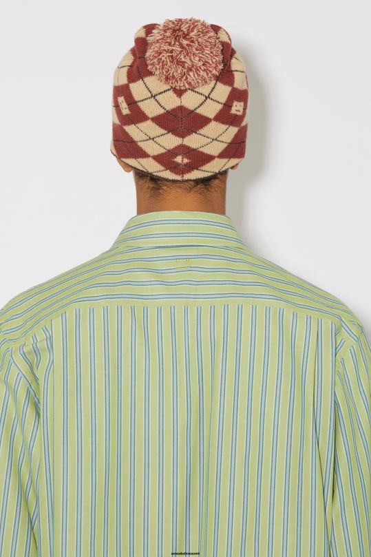 Acne Studios vaatteet kirkkaan vihreä/tummanvihreä 0VF2B1001 stipe-nappipaita unisex