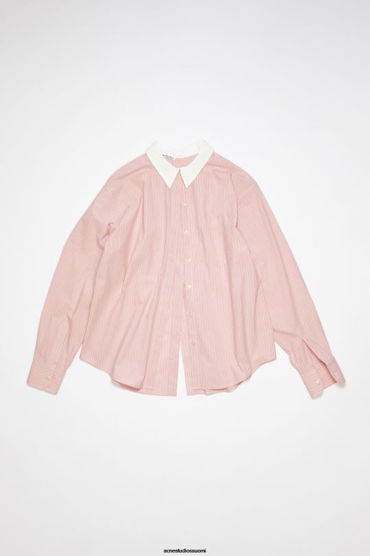 Acne Studios vaatteet lohen vaaleanpunainen/valkoinen 0VF2B193 klassinen pitkähihainen paita