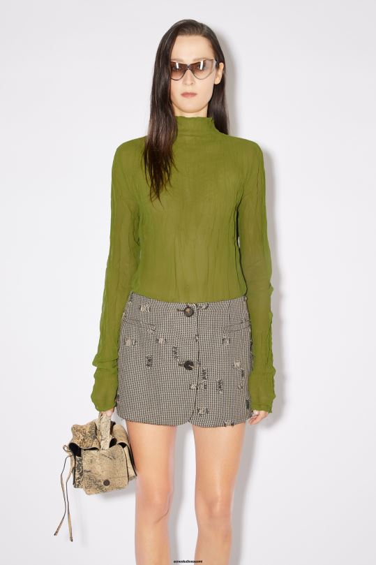 Acne Studios vaatteet merilevän vihreä 0VF2B189 ryppyinen korkea kaula top kiitotien show