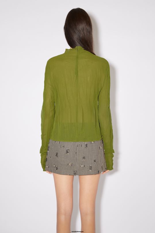 Acne Studios vaatteet merilevän vihreä 0VF2B189 ryppyinen korkea kaula top kiitotien show