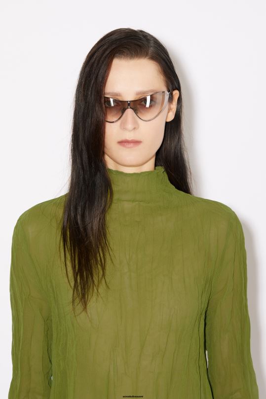 Acne Studios vaatteet merilevän vihreä 0VF2B189 ryppyinen korkea kaula top kiitotien show