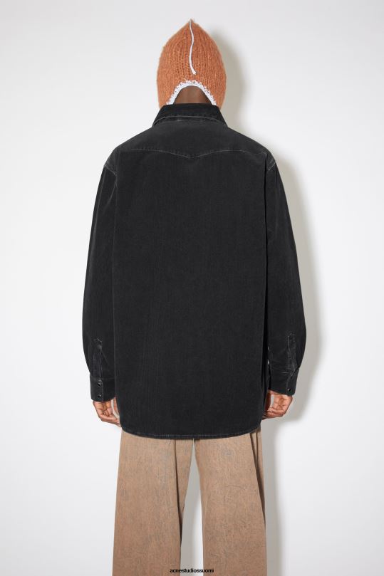 Acne Studios vaatteet musta 0VF2B1005 vakosametti napillinen paita