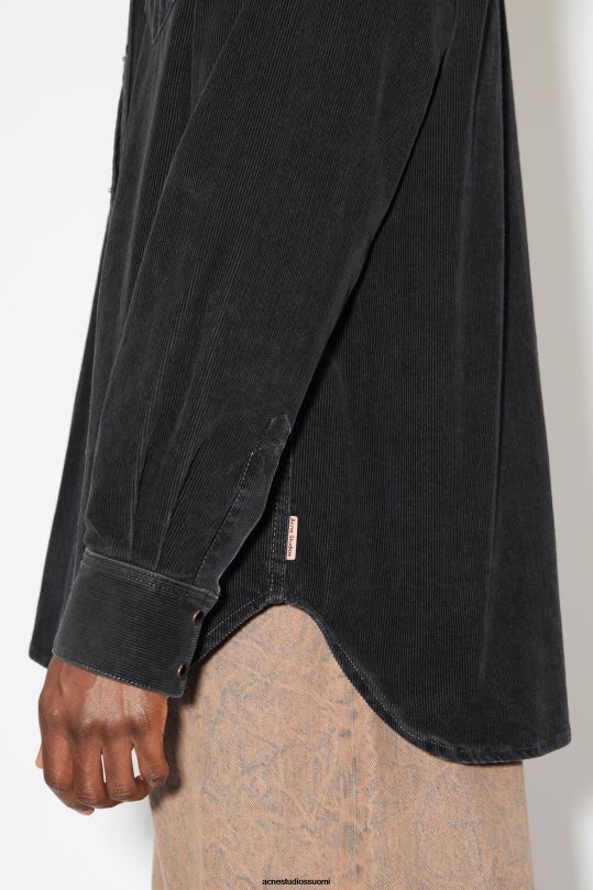 Acne Studios vaatteet musta 0VF2B1005 vakosametti napillinen paita