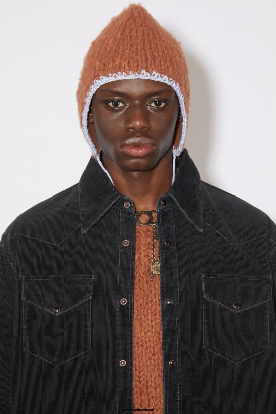 Acne Studios vaatteet musta 0VF2B1005 vakosametti napillinen paita