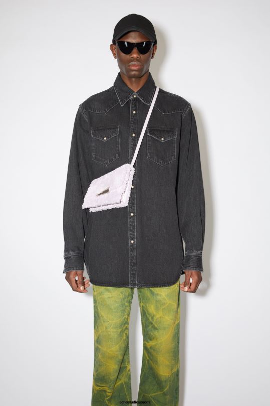 Acne Studios vaatteet musta 0VF2B1008 denim napillinen paita