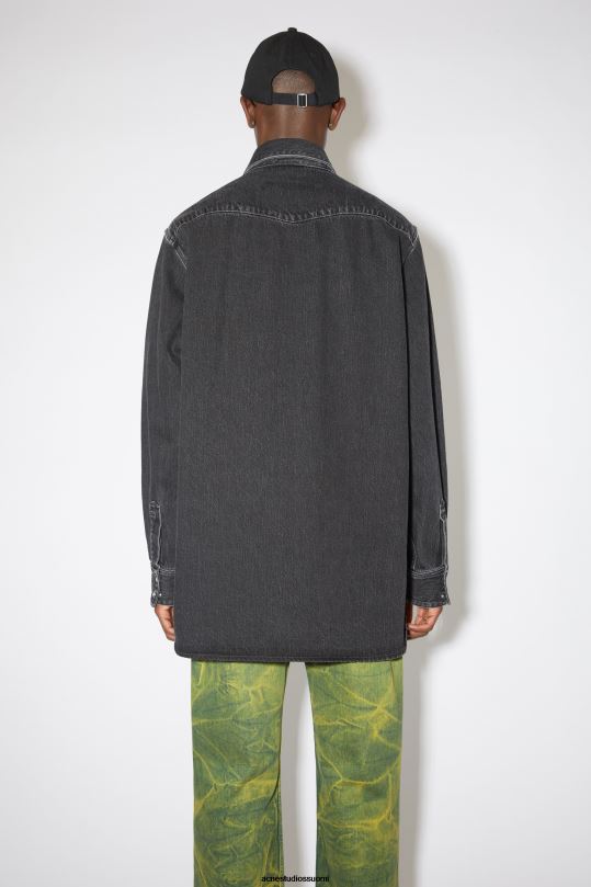 Acne Studios vaatteet musta 0VF2B1008 denim napillinen paita