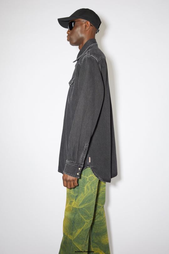 Acne Studios vaatteet musta 0VF2B1008 denim napillinen paita