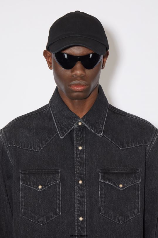 Acne Studios vaatteet musta 0VF2B1008 denim napillinen paita