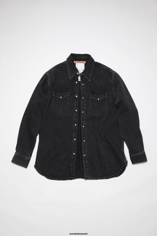 Acne Studios vaatteet musta 0VF2B1008 denim napillinen paita