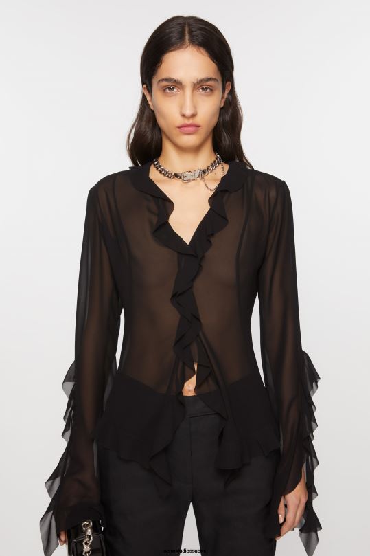 Acne Studios vaatteet musta 0VF2B175 röyhelöpusero