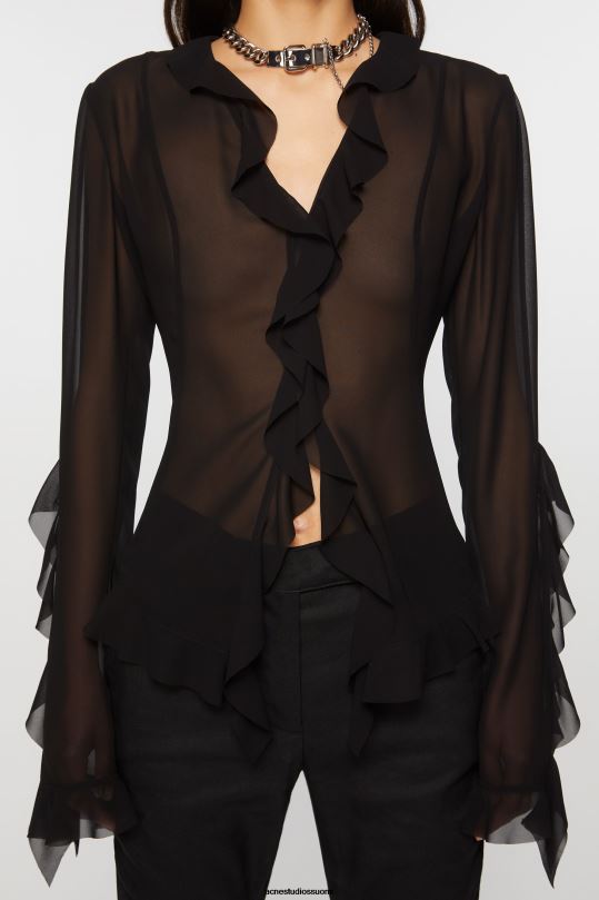 Acne Studios vaatteet musta 0VF2B175 röyhelöpusero